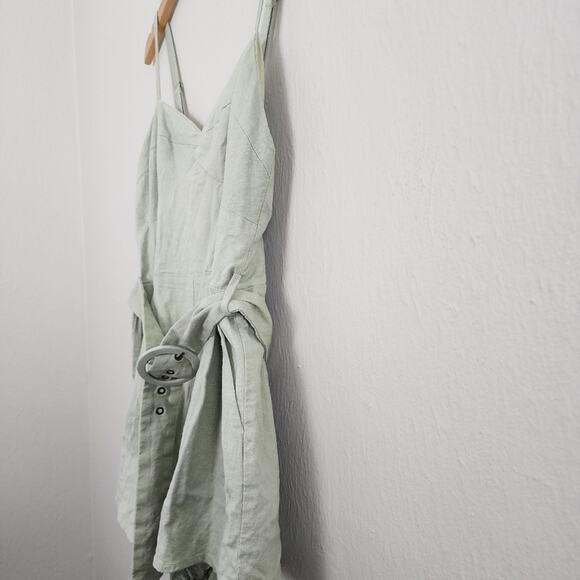 House of Harlow 1960 Nicola Linen Blend Romper Sage Green XLarge - Picture 6 of 13